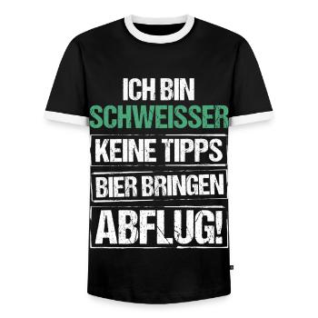 Je suis soudeur - apporte de la bière et décolle - T-shirt contrasté Homme - noir/blanc - Devant - AI Model Female 172 light (172cm) & AI Model Male 178 light (178cm)