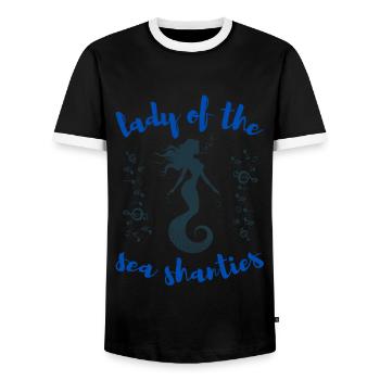 Siren Lady of the Sea Shanties Sailor - Men's Ringer Shirt - black/white - Front - AI Model Female 172 light (172cm) & AI Model Male 178 light (178cm)