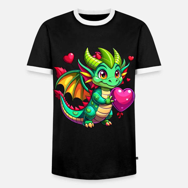 Farbenfroher Drache - Männer Kontrast-T-Shirt - Schwarz/Weiß