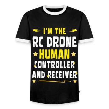 Je suis le contrôleur humain du drone RC - T-shirt contrasté Homme - noir/blanc - Devant - AI Model Female 172 light (172cm) & AI Model Male 178 light (178cm)