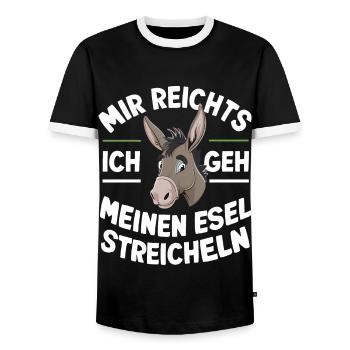 Esel Eselchen Maultier Muli - Männer Kontrast-T-Shirt - Schwarz/Weiß - Vorne - AI Model Female 172 light (172cm) & AI Model Male 178 light (178cm)