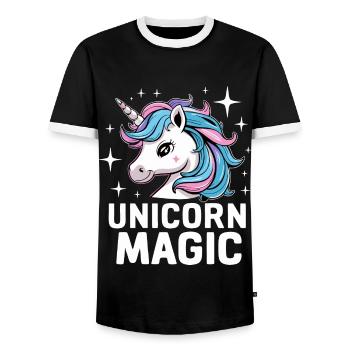 Unicorn Unicorns Fairy Tale Magical - Men's Ringer Shirt - black/white - Front - AI Model Female 172 light (172cm) & AI Model Male 178 light (178cm)