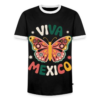 Mexico Mexico Mexican Spanish - Men's Ringer Shirt - black/white - Front - AI Model Female 172 light (172cm) & AI Model Male 178 light (178cm)