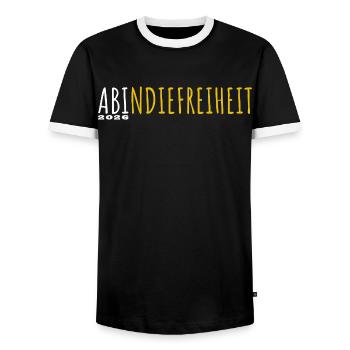 Off to freedom 2026 - Abitur - Matura - Men's Ringer Shirt - black/white - Front - AI Model Female 172 light (172cm) & AI Model Male 178 light (178cm)