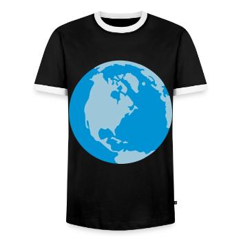 Weltkugel - Männer Kontrast-T-Shirt - Schwarz/Weiß - Vorne - AI Model Female 172 light (172cm) & AI Model Male 178 light (178cm)