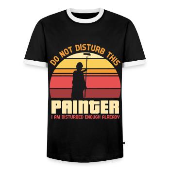 Do not disturb this painter - painter - Men's Ringer Shirt - black/white - Front - AI Model Female 172 light (172cm) & AI Model Male 178 light (178cm)