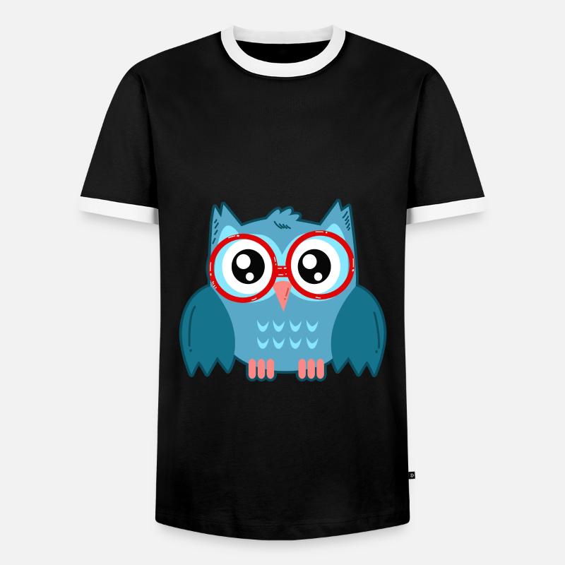 Eule mit Brille - Männer Kontrast-T-Shirt - Schwarz/Weiß