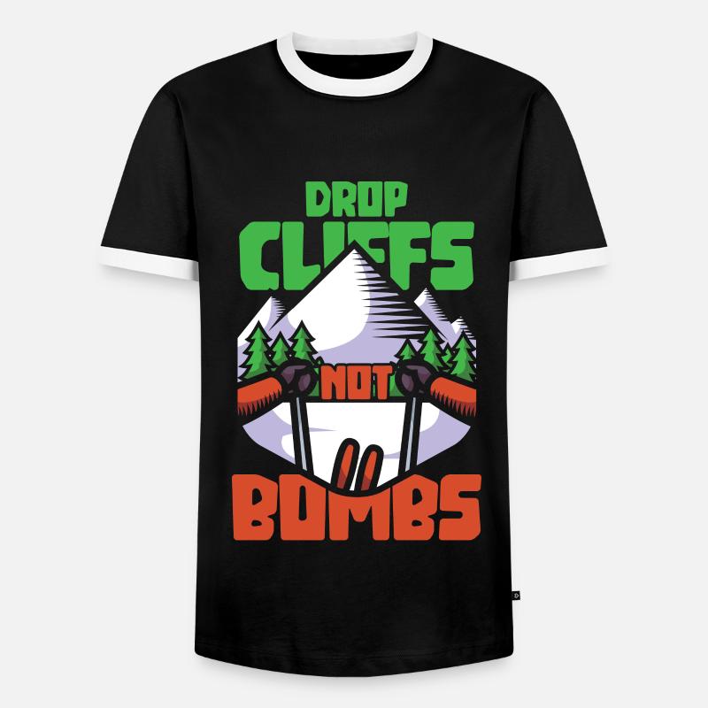 Ski drop cliffs not bombs - Men's Ringer Shirt - black/white