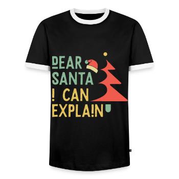 Dear Santa I can explain - Christmas - Men's Ringer Shirt - black/white - Front - AI Model Female 172 light (172cm) & AI Model Male 178 light (178cm)