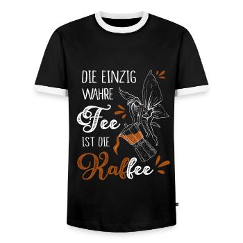 Die Einzig Wahre Fee Ist Die Kaffee - Männer Kontrast-T-Shirt - Schwarz/Weiß - Vorne - AI Model Female 172 light (172cm) & AI Model Male 178 light (178cm)