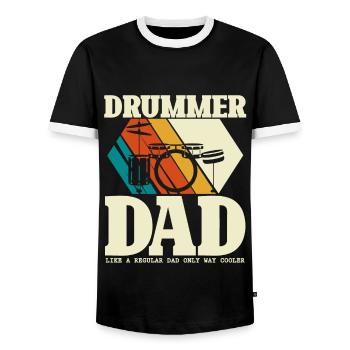 Drummer Dad - Schlagzeuger Vatertag - Männer Kontrast-T-Shirt - Schwarz/Weiß - Vorne - AI Model Female 172 light (172cm) & AI Model Male 178 light (178cm)