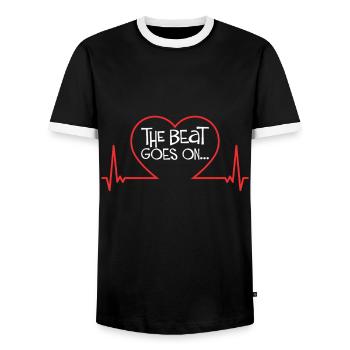Operationen am offenen Herzen - Männer Kontrast-T-Shirt - Schwarz/Weiß - Vorne - AI Model Female 172 light (172cm) & AI Model Male 178 light (178cm)