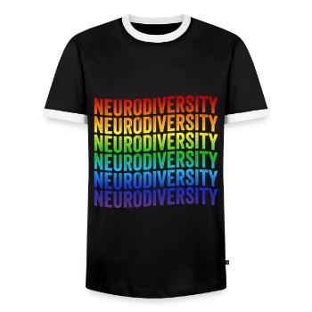 Autism Awareness Celebrate Neurodiversity - Men's Ringer Shirt - black/white - Front - AI Model Female 172 light (172cm) & AI Model Male 178 light (178cm)