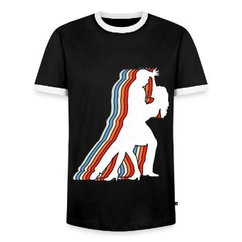 Ballroom Dance Partner Dancing - Men's Ringer Shirt - black/white - Front - AI Model Female 172 light (172cm) & AI Model Male 178 light (178cm)