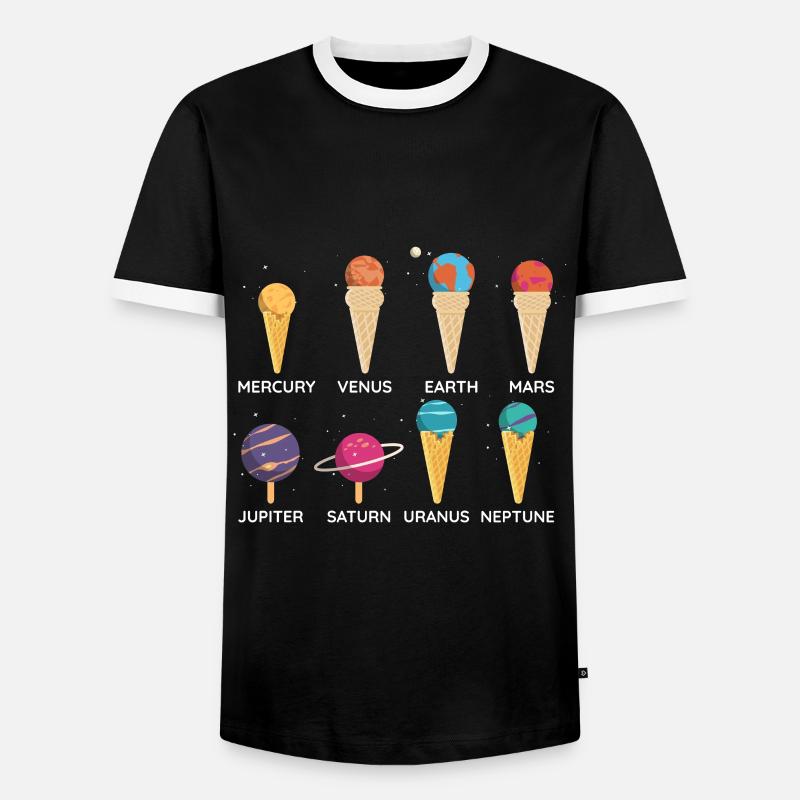 Sonnensystem-Eiscreme - Männer Kontrast-T-Shirt - Schwarz/Weiß