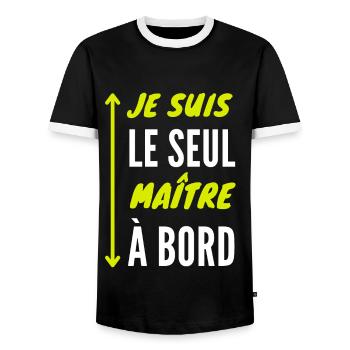 Je suis le seul maître à bord - T-shirt contrasté Homme - noir/blanc - Devant - AI Model Female 172 light (172cm) & AI Model Male 178 light (178cm)