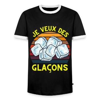 Je veux des glaçons - T-shirt contrasté Homme - noir/blanc - Devant - AI Model Female 172 light (172cm) & AI Model Male 178 light (178cm)