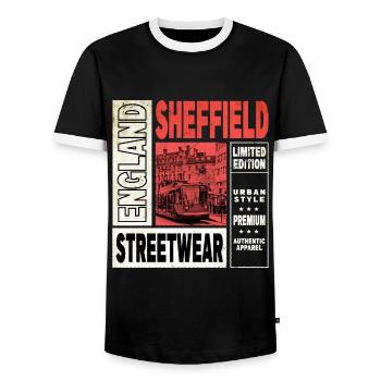 Sheffield England UK Stadt Skyline Heimat Liebe - Männer Kontrast-T-Shirt - Schwarz/Weiß - Vorne - AI Model Female 172 light (172cm) & AI Model Male 178 light (178cm)