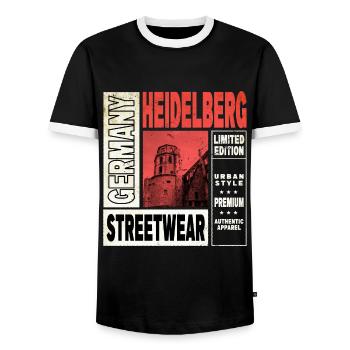 Heidelberg Deutschland Stadt Skyline Heimat Liebe - Männer Kontrast-T-Shirt - Schwarz/Weiß - Vorne - AI Model Female 172 light (172cm) & AI Model Male 178 light (178cm)