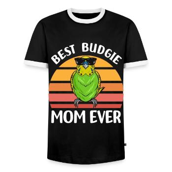 Budgerigar Animaux | Idée cadeau Oiseaux Oiseaux - T-shirt contrasté Homme - noir/blanc - Devant - AI Model Female 172 light (172cm) & AI Model Male 178 light (178cm)