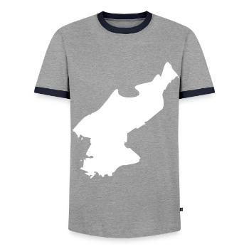 Drapeau de la carte de la Corée du Nord - T-shirt contrasté Homme - gris/marine  - Devant - AI Model Female 172 light (172cm) & AI Model Male 178 light (178cm)