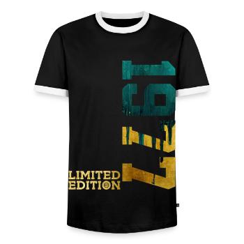 49E ANNIVERSAIRE ÉDITION LIMITÉE 1977 - T-shirt contrasté Homme - noir/blanc - Devant - AI Model Female 172 light (172cm) & AI Model Male 178 light (178cm)