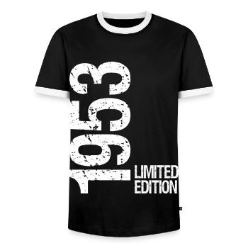 1953 limited edition - Männer Kontrast-T-Shirt - Schwarz/Weiß - Vorne - AI Model Female 172 light (172cm) & AI Model Male 178 light (178cm)
