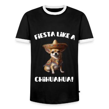Chihuahua portant un sombrero Fiesta dicton - T-shirt contrasté Homme - noir/blanc - Devant - AI Model Female 172 light (172cm) & AI Model Male 178 light (178cm)