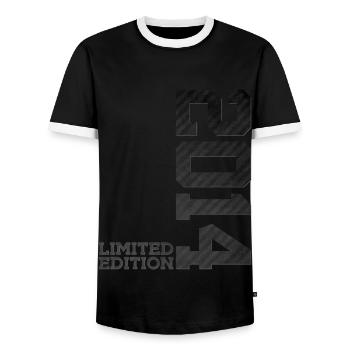 12TH BIRTHDAY LIMITED EDITION 2014 - Men's Ringer Shirt - black/white - Front - AI Model Female 172 light (172cm) & AI Model Male 178 light (178cm)
