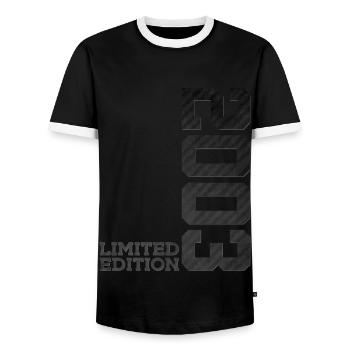 23RD BIRTHDAY LIMITED EDITION 2003 - Men's Ringer Shirt - black/white - Front - AI Model Female 172 light (172cm) & AI Model Male 178 light (178cm)