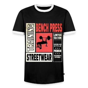 Bankdrücken Gewichtheben Kraftsport Fitness Stark - Männer Kontrast-T-Shirt - Schwarz/Weiß - Vorne - AI Model Female 172 light (172cm) & AI Model Male 178 light (178cm)