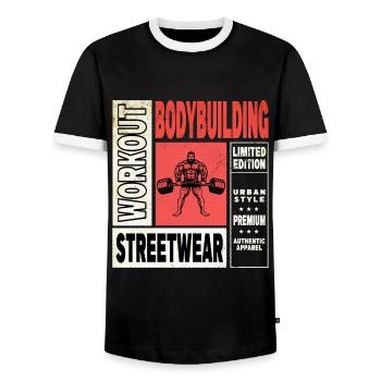 Bodybuilding Bodybuilder Gewichtheben Kraftsport - Männer Kontrast-T-Shirt - Schwarz/Weiß - Vorne - AI Model Female 172 light (172cm) & AI Model Male 178 light (178cm)