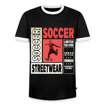 Fußball Fußballer Fußballspieler Sport Fan Verein - Männer Kontrast-T-Shirt - Schwarz/Weiß - Vorne - AI Model Female 172 light (172cm) & AI Model Male 178 light (178cm)