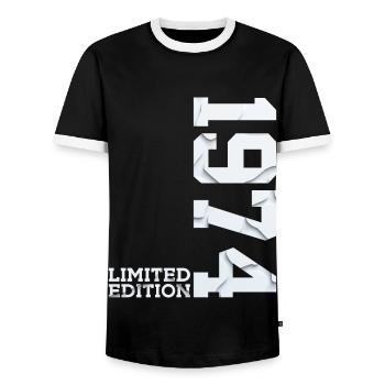 52ND BIRTHDAY LIMITED EDITION 1974 - Men's Ringer Shirt - black/white - Front - AI Model Female 172 light (172cm) & AI Model Male 178 light (178cm)