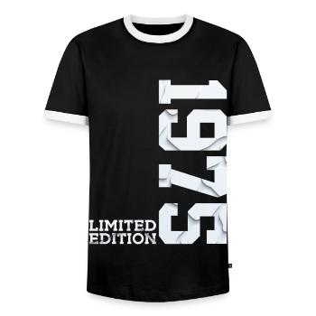 51ST BIRTHDAY LIMITED EDITION 1975 - Men's Ringer Shirt - black/white - Front - AI Model Female 172 light (172cm) & AI Model Male 178 light (178cm)