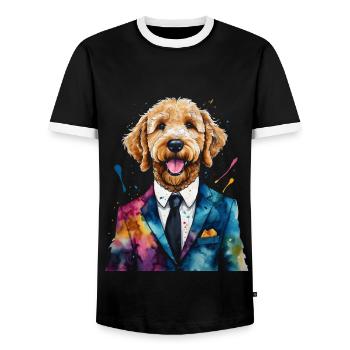 Costume Goldendoodle Chien Animal Design Imprimer - T-shirt contrasté Homme - noir/blanc - Devant - AI Model Female 172 light (172cm) & AI Model Male 178 light (178cm)