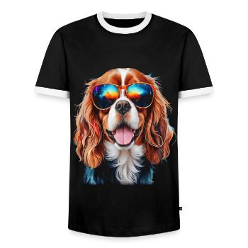 Lunettes de soleil Cavalier King Charles Spaniel Chien - T-shirt contrasté Homme - noir/blanc - Devant - AI Model Female 172 light (172cm) & AI Model Male 178 light (178cm)
