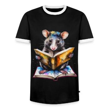 Possum Lecture Coloré Animal Design Imprimer - T-shirt contrasté Homme - noir/blanc - Devant - AI Model Female 172 light (172cm) & AI Model Male 178 light (178cm)