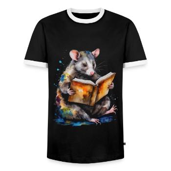 Possum Lecture Coloré Animal Design Imprimer - T-shirt contrasté Homme - noir/blanc - Devant - AI Model Female 172 light (172cm) & AI Model Male 178 light (178cm)