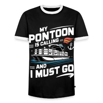 Bateau ponton Capitaine Bateaux pontons - T-shirt contrasté Homme - noir/blanc - Devant - AI Model Female 172 light (172cm) & AI Model Male 178 light (178cm)