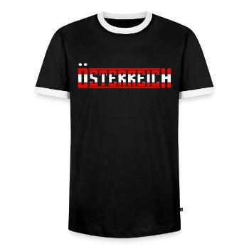 osterreich - Männer Kontrast-T-Shirt - Schwarz/Weiß - Vorne - AI Model Female 172 light (172cm) & AI Model Male 178 light (178cm)