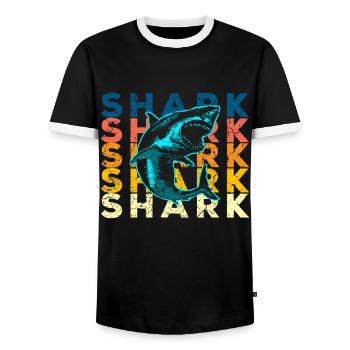 Hai Haifisch - Männer Kontrast-T-Shirt - Schwarz/Weiß - Vorne - AI Model Female 172 light (172cm) & AI Model Male 178 light (178cm)