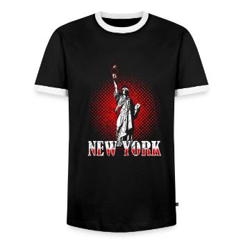 New York - Männer Kontrast-T-Shirt - Schwarz/Weiß - Vorne - AI Model Female 172 light (172cm) & AI Model Male 178 light (178cm)