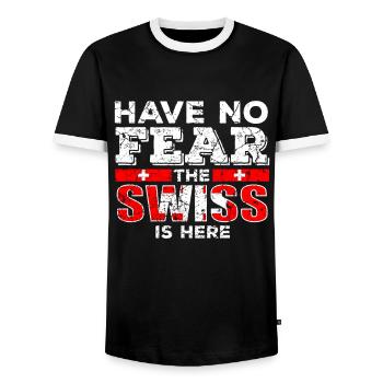 Suisse suisse suisse drapeau - T-shirt contrasté Homme - noir/blanc - Devant - AI Model Female 172 light (172cm) & AI Model Male 178 light (178cm)
