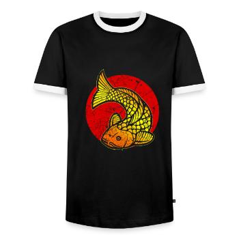 Fisch Fischer Angler Fischen Angeln Koi Karpfen - Männer Kontrast-T-Shirt - Schwarz/Weiß - Vorne - AI Model Female 172 light (172cm) & AI Model Male 178 light (178cm)