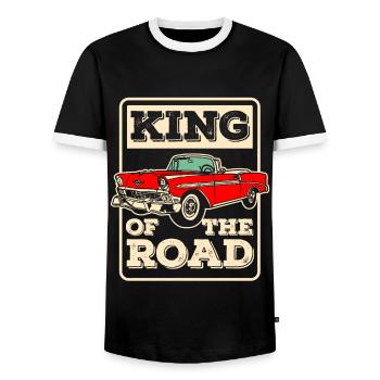Classic Car Oldtimer Car Cart - Men's Ringer Shirt - black/white - Front - AI Model Female 172 light (172cm) & AI Model Male 178 light (178cm)