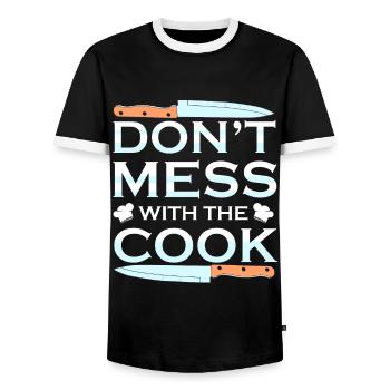 Cook cook cooking - Men's Ringer Shirt - black/white - Front - AI Model Female 172 light (172cm) & AI Model Male 178 light (178cm)