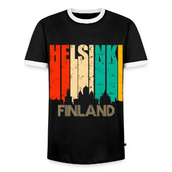 Helsinki - T-shirt contrasté Homme - noir/blanc - Devant - AI Model Female 172 light (172cm) & AI Model Male 178 light (178cm)