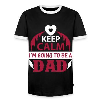 KEEP CLAM I M GOING TO BE DAD - Männer Kontrast-T-Shirt - Schwarz/Weiß - Vorne - AI Model Female 172 light (172cm) & AI Model Male 178 light (178cm)