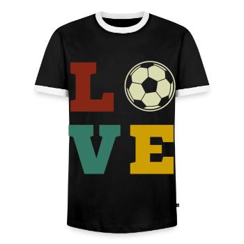 Fußball Fussball Fußballer Fußballspieler Trainer - Männer Kontrast-T-Shirt - Schwarz/Weiß - Vorne - AI Model Female 172 light (172cm) & AI Model Male 178 light (178cm)